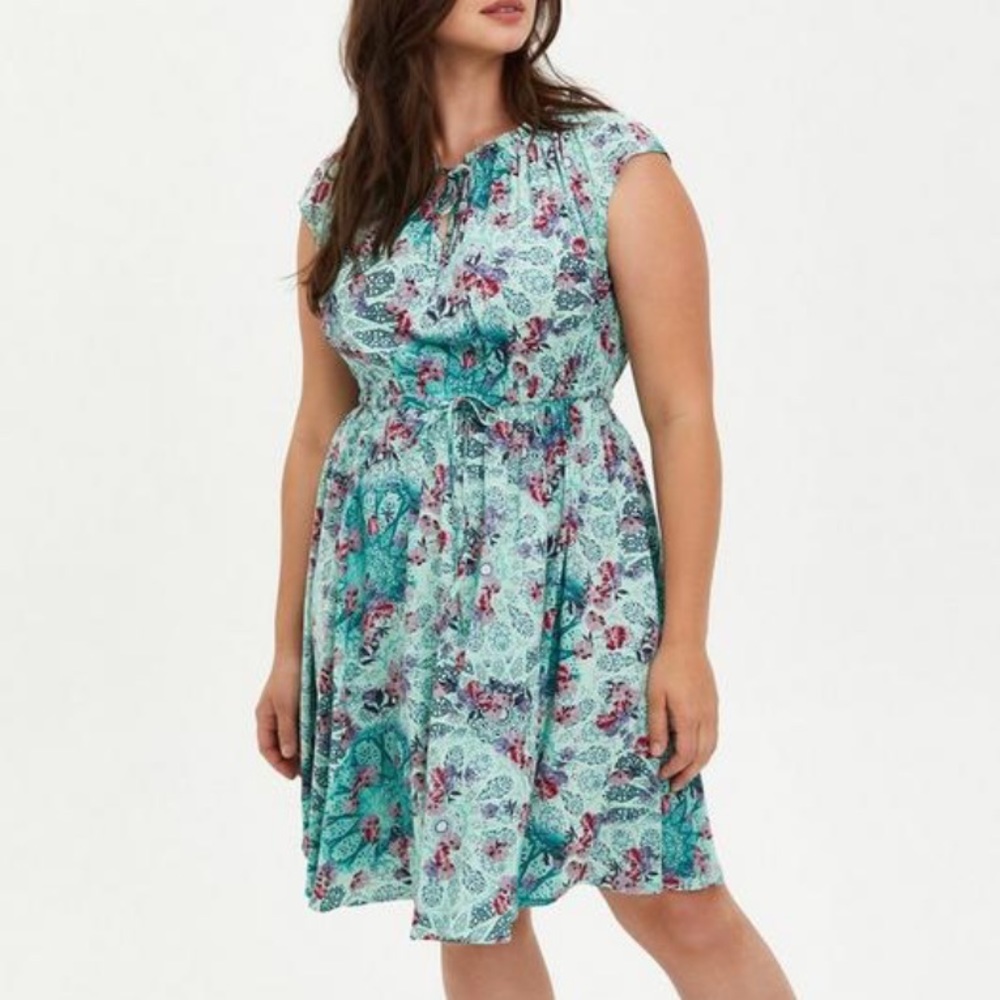 Torrid Mini Challis Tie-Front Skater Dress